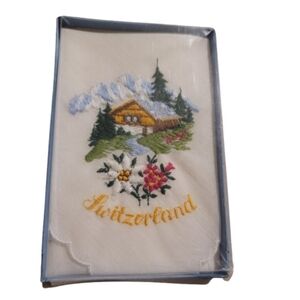 Embroidered Switzerland Handkerchief Scalloped Colorful Dainty